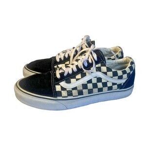 VANS Old Skool Checkerboard Suede/Canvas Lace up Skate Shoes -EUC- Men's Size 10